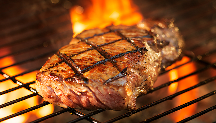 beef, grill, flames