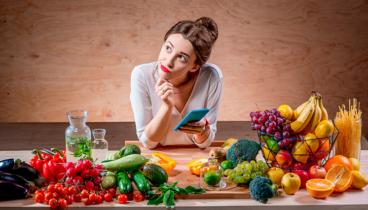 kvinde, grøntsager, frugt, protein, muskelopbygning