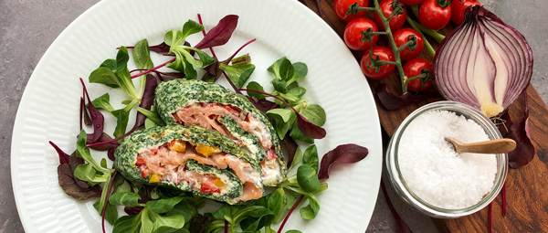 Spinatroulade med laks