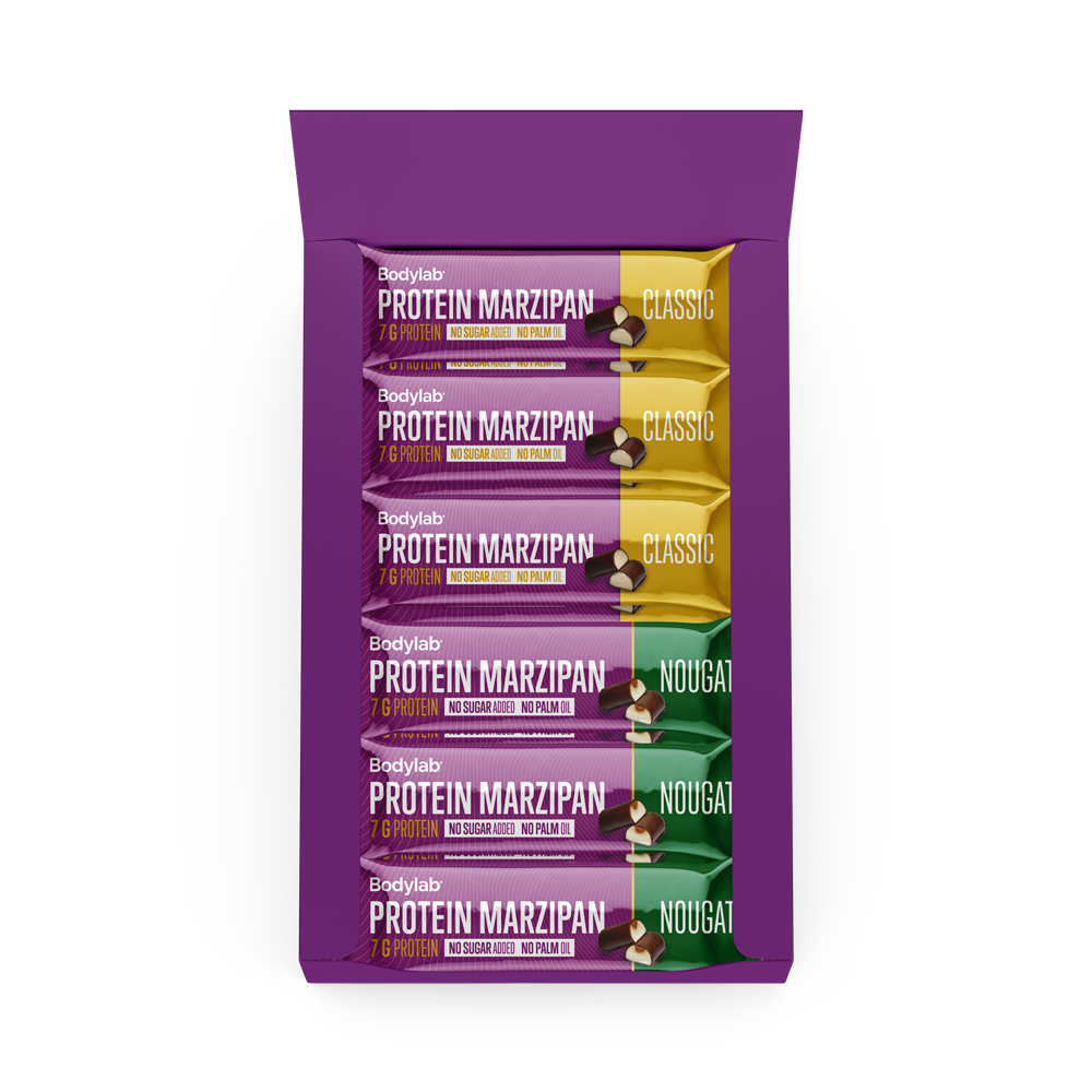 Køb Bodylab Protein Marzipan (12 x 50 g) - Mix Box - Pris 229.00 kr.