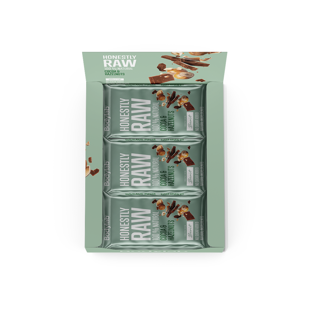 Køb Bodylab Honestly Raw (12 x 45 g) – Cocoa og Hazelnuts
