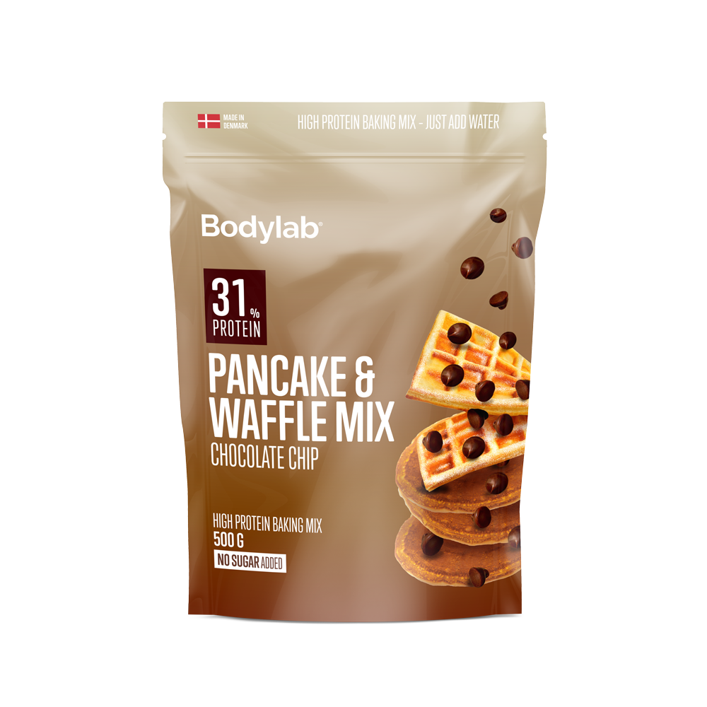 Køb Bodylab Protein Pancake & Waffle Mix (500 g) - Chocolate Chip - Pris 59.00 kr.