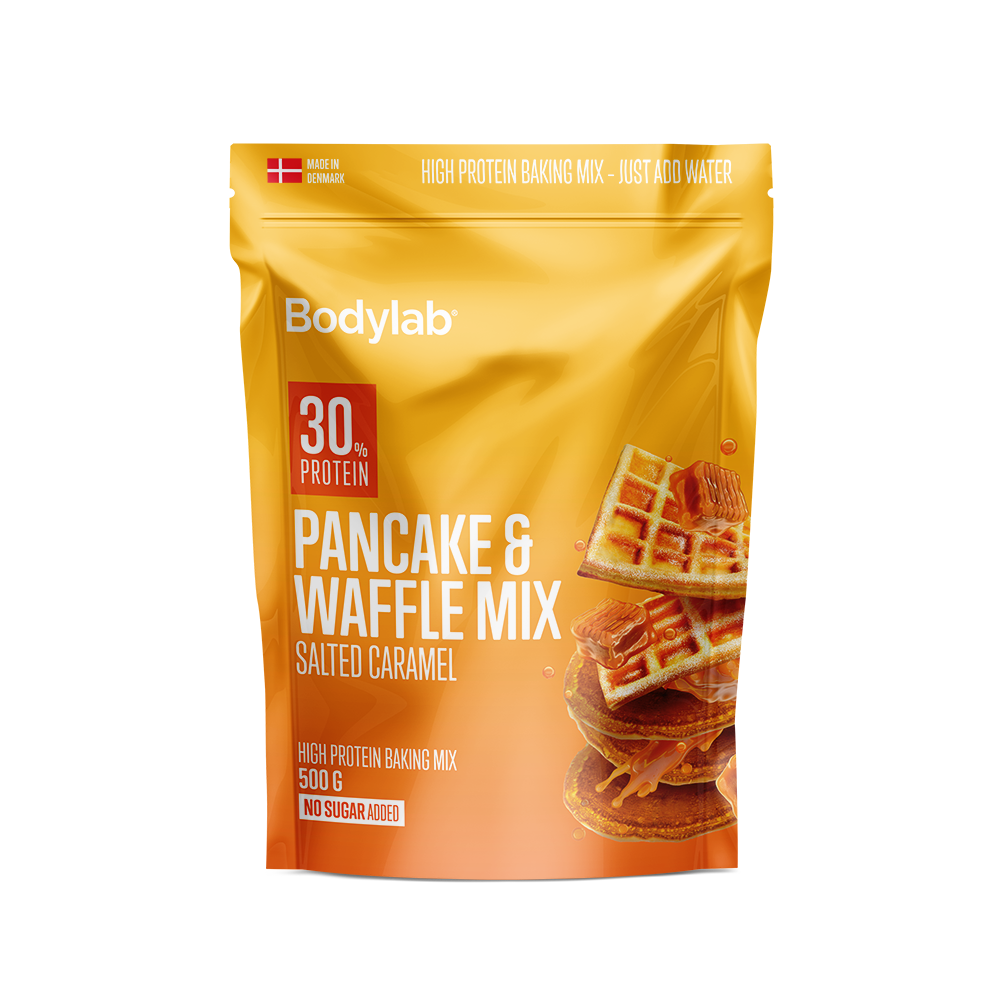 Køb American Style Protein Pancake & Waffle Mix (500 g) - Salted Caramel - Pris 59.00 kr.