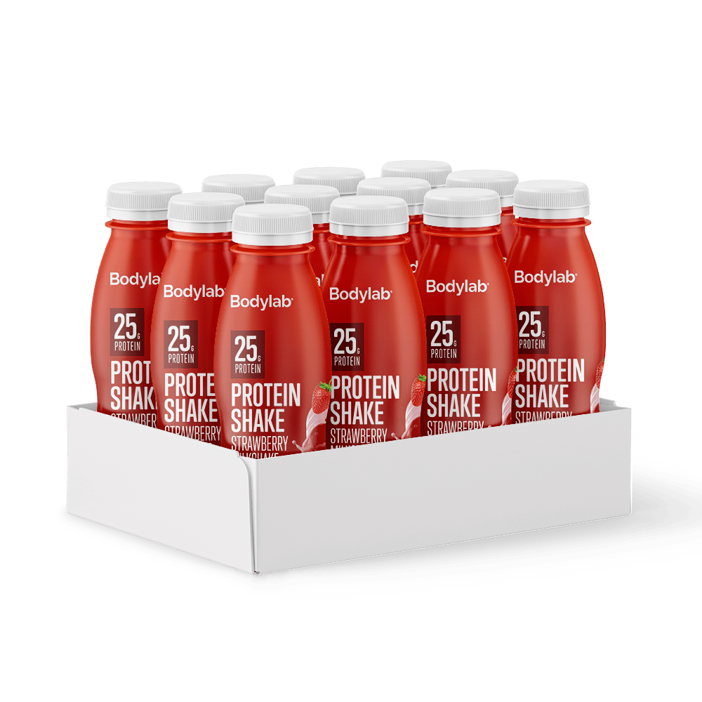 Køb Protein Shake (12 x 330 ml) - Strawberry Milkshake - Pris 189.00 kr.