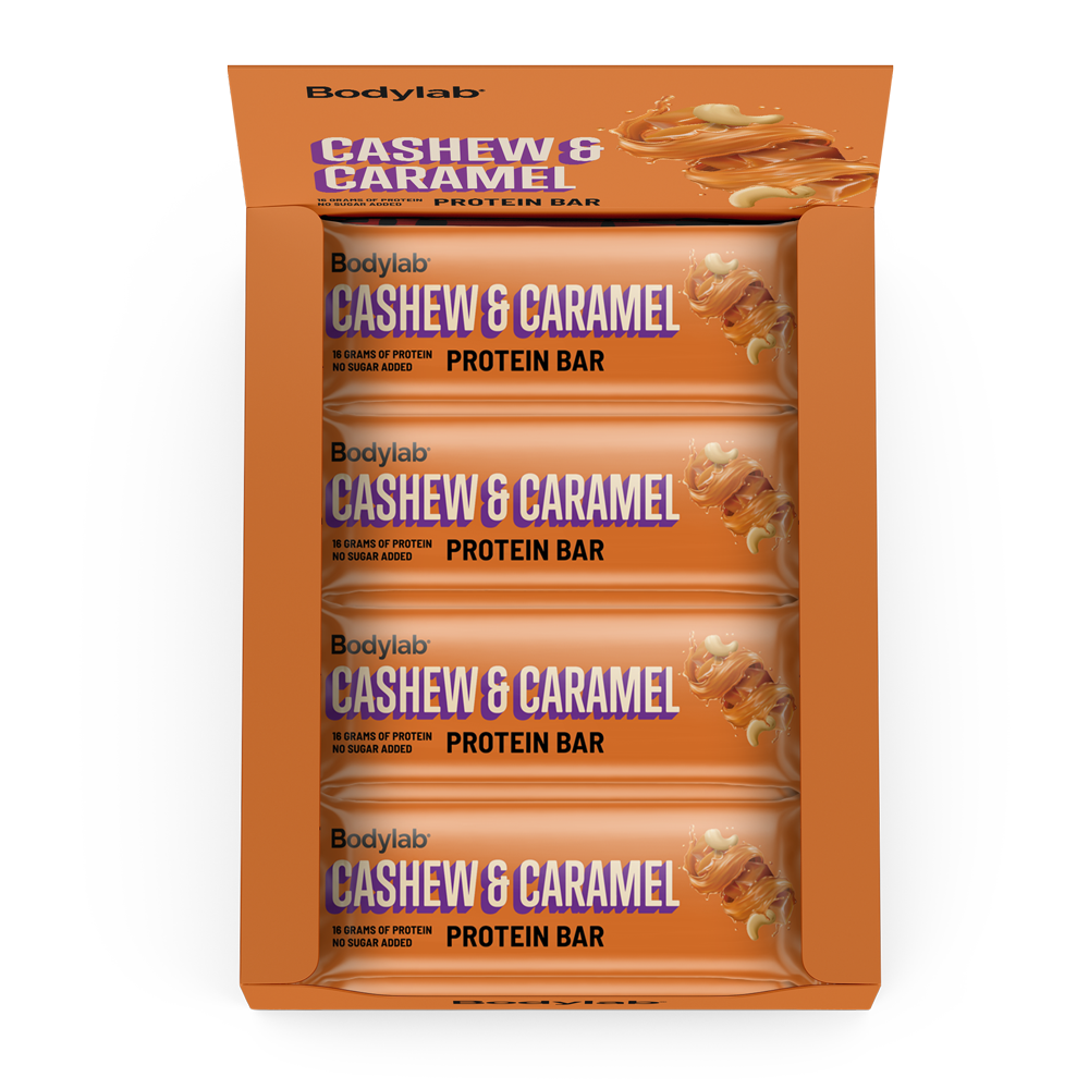 Køb Bodylab Protein Bar (12 x 55 g) - Cashew & Caramel - Pris 149.00 kr.