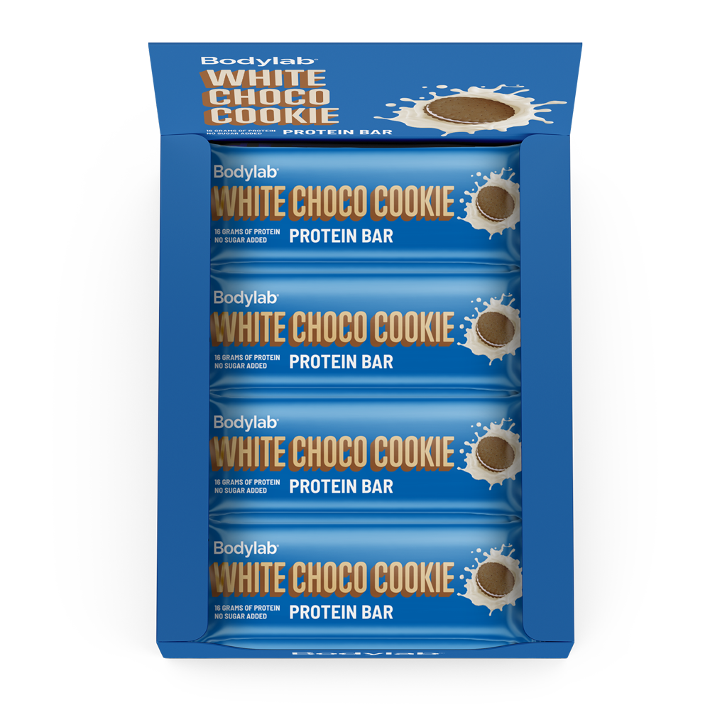 Køb Bodylab Protein Bar (12 x 55 g) - White Choco Cookie - Pris 149.00 kr.