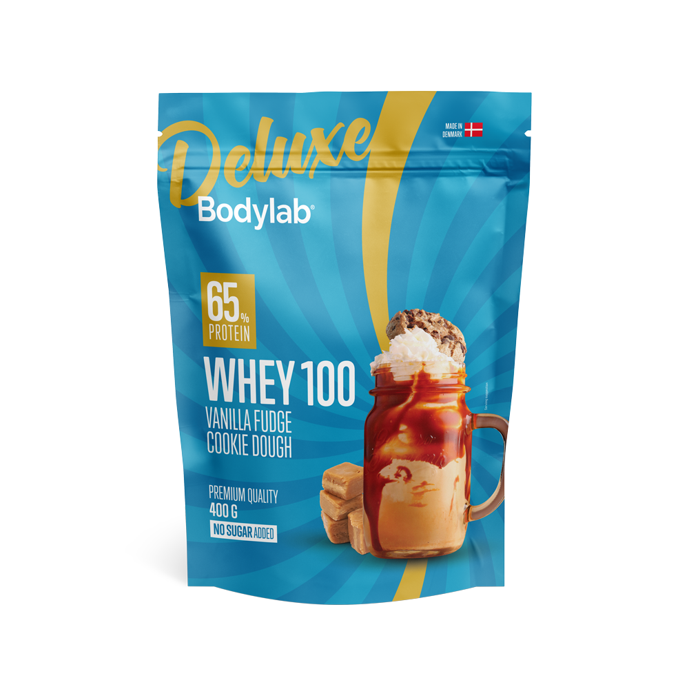 Brug Whey 100 Deluxe (400 g) - Vanilla Fudge Cookie Dough til en forbedret oplevelse